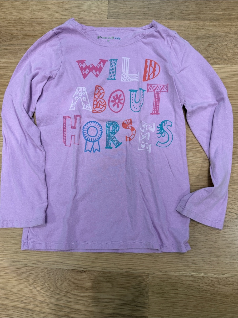 Garnet Hill Lilac Long Sleeve 'Wild About Horses' Tee